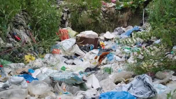 Il concetto di inquinamento ambientale da rifiuti di plastica. — Video Stock