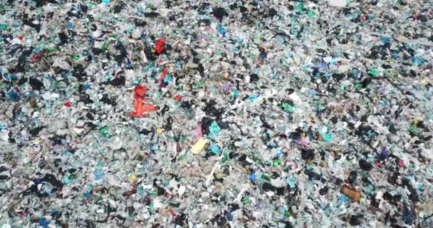 海のビーチはプラスチック廃棄物、ゴミプラットフォームで汚染されています. — ストック動画