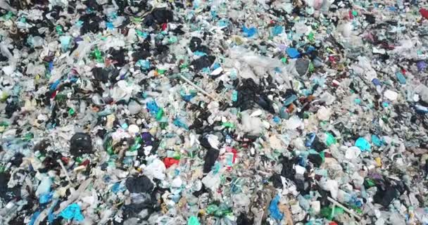 Aerial top view large garbage pile. Garbage pile in trash dump or landfill. — Stock Video