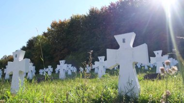 Galiçya 'nın Ukrayna Bölgesi Dünya Savaşı askerleri için haçlı mezarlığı.