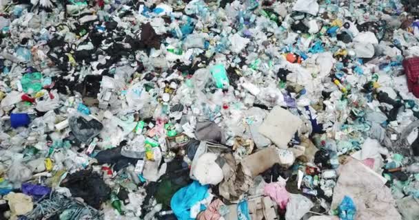Eine Umweltkatastrophe in den Weltmeeren, Plastikmüll, der von einem Sturm an die Küste geworfen wurde. — Stockvideo