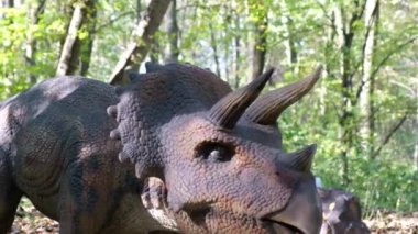 Nesli tükenmiş dinozorlar. Dinozorların hareketli modelleri, bir lunaparktalar.. 