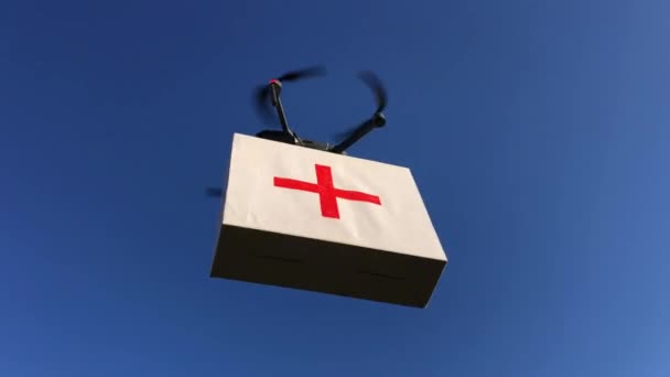 Entrega de medicamentos no tripulados para vehículos aéreos. Medicina SOS. — Vídeo de stock