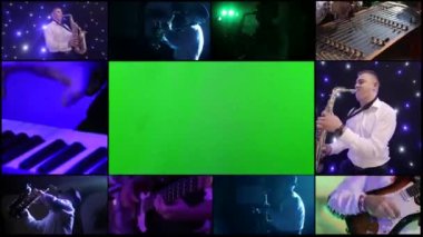 Collage with different musicians - saxophonist, guitarist, singer, pianist