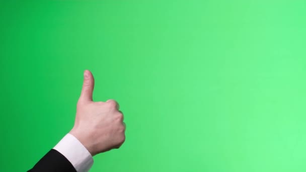 Zeichensprache Auf Einem Hintergrund Aus Chromakey Daumen Hoch Gestenzeichen Auf — Stockvideo