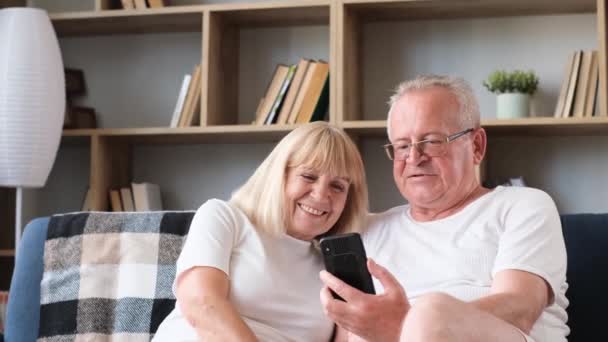 Happy Family Senior Couple Having Fun Taking Selfie Photo Together — Stock video