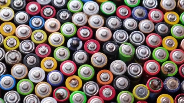 Gebruikte Batterijen Van Verschillende Fabrikanten Giftig Afval Hoog Risico Voor — Stockvideo
