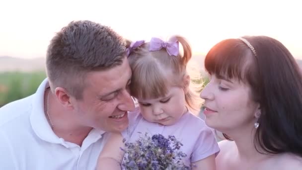 Young Mother Father Kiss Daughter Park Happiness Harmony Family Life — Wideo stockowe