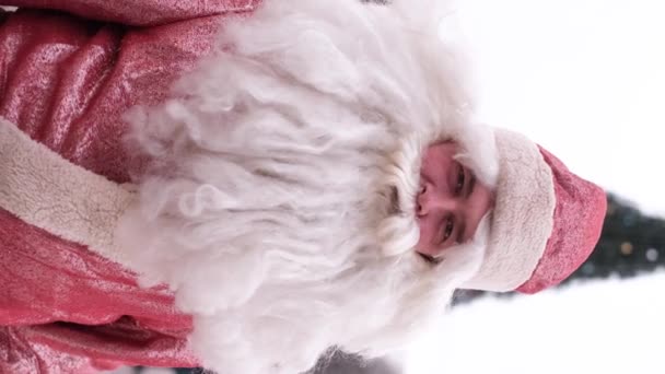Vertical Video Santa Claus Shows Thumb Has Red Suit Big — Wideo stockowe