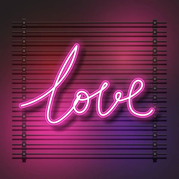 Love Neon Sign Love Neon Sign Pink Heart Neon Sign — Stock Vector