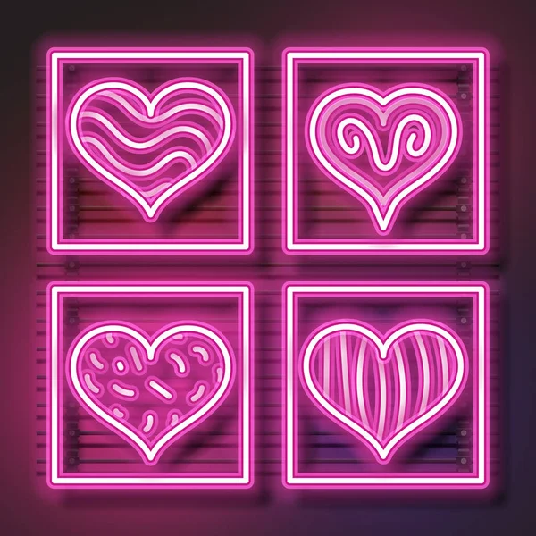 Love Neon Sign Love Neon Sign Pink Heart Neon Sign — Stock Vector