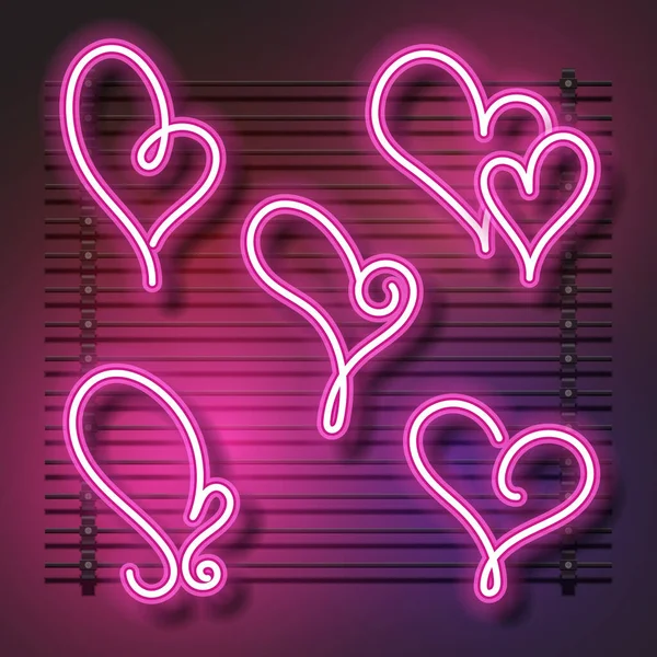 Love Neon Sign Love Neon Sign Pink Heart Neon Sign — Stock Vector
