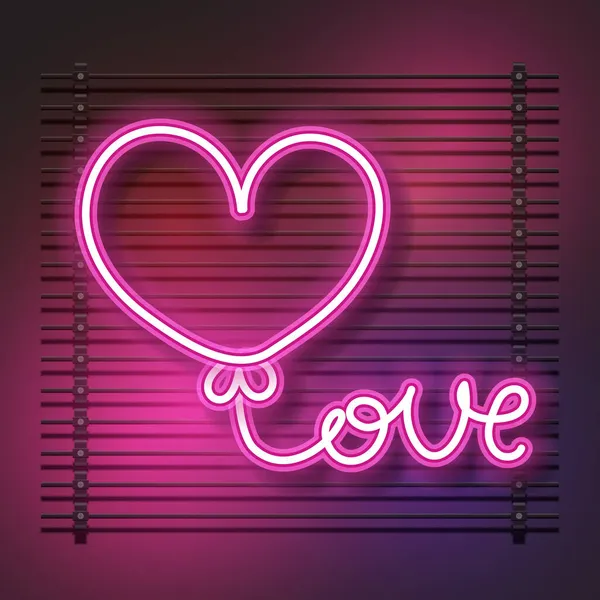 Aku Suka Lampu Neon Cinta Neon Tanda Merah Muda Jantung - Stok Vektor