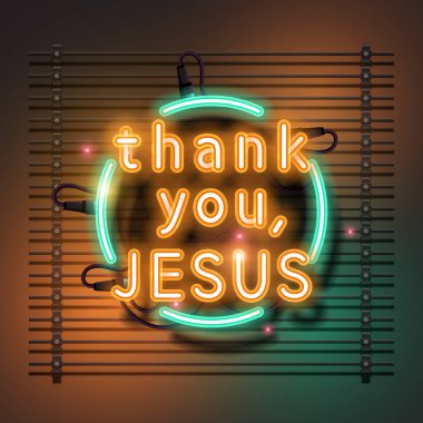 İsa neon ışığı. Teşekkürler, İsa. Turuncu neon ışığı.