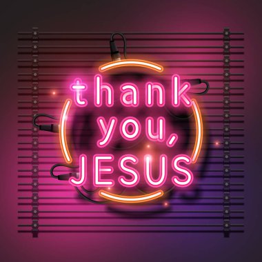 İsa neon ışığı. Teşekkürler, İsa. Pembe neon ışık.