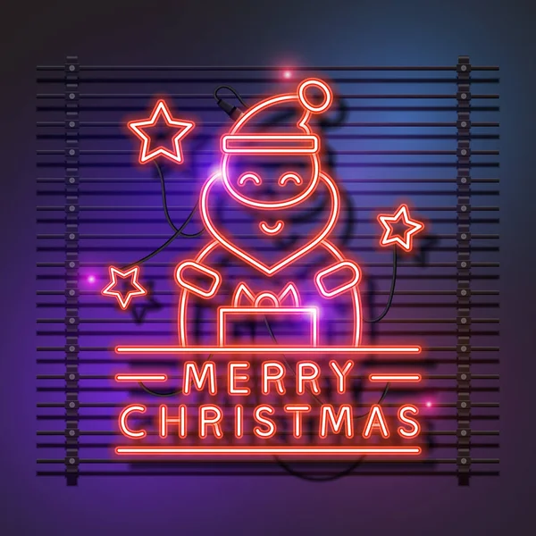 Santa Claus Neon Design Red Santa Claus — Stock Vector