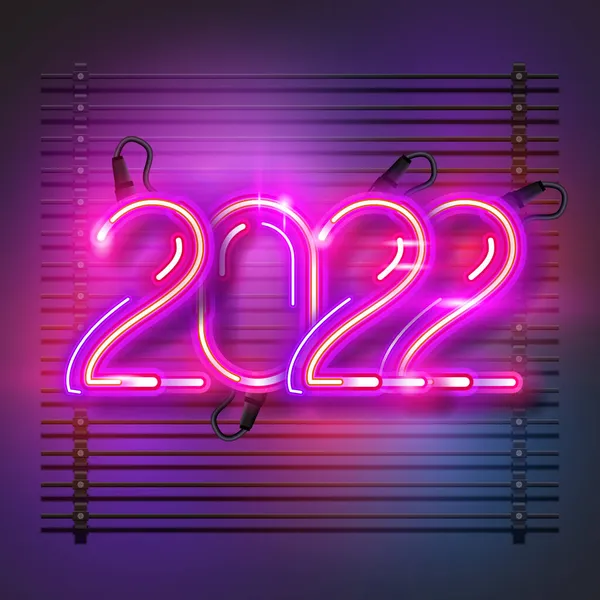 2022 Diseño Neón Feliz Año Nuevo — Archivo Imágenes Vectoriales