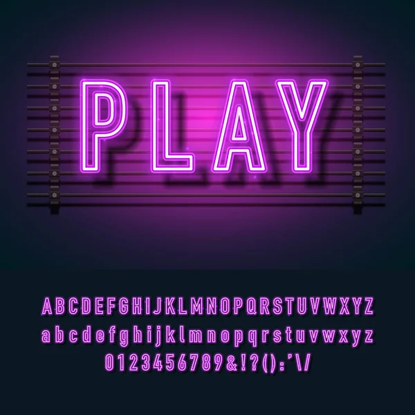 Play Alphabet Neon Alphabet Vector Alphabet — Vetor de Stock