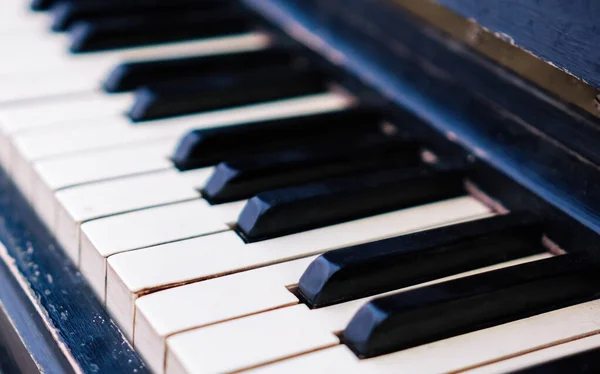 Old Piano Piano Keys Closeup Monochrome Grand Piano — Photo