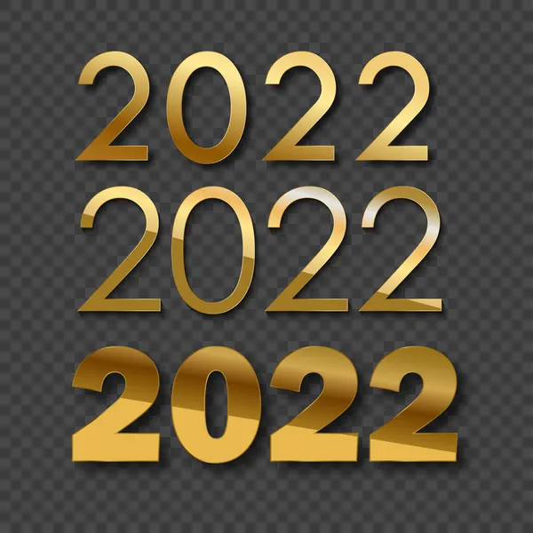 3D 2022 números dorados para tarjeta de felicitación. Vector — Vector de stock