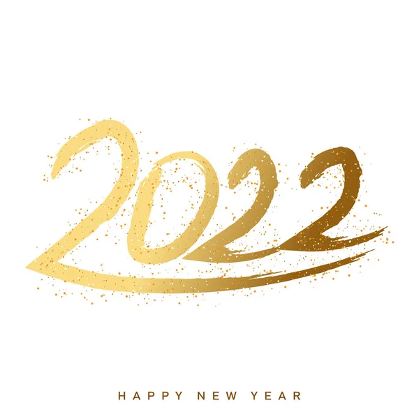 2022 Gelukkig Nieuwjaar illustratie met gouden handgeschreven kalligrafie tekst belettering. Vector — Stockvector