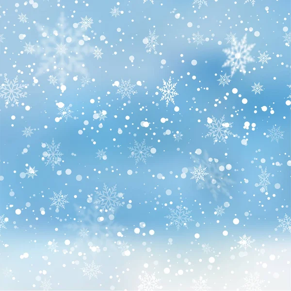 Světlé Abstraktní Vánoční Pozadí Sněhové Vločky Vektor — Stockový vektor
