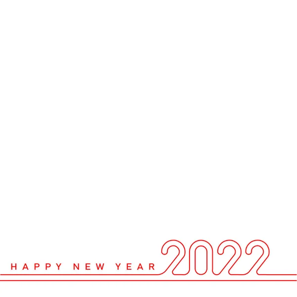 Cartão Feliz Ano Novo Com Texto Linha Vermelha 2022 Vetor — Vetor de Stock