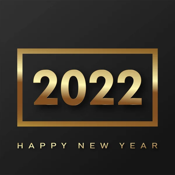 2022 Gelukkig Nieuwjaarskaart Met Luxe Gouden Tekst Zwarte Achtergrond Vector — Stockvector