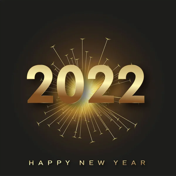 Happy New Year Kaart Met Glitter Vuurwerk Zwarte Achtergrond Vector — Stockvector
