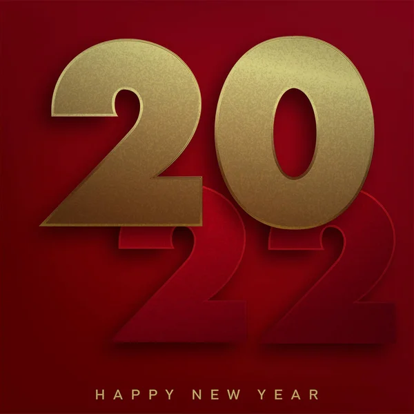 2022 Feliz Ano Novo papel vermelho cortado cartão. Vetor. — Vetor de Stock