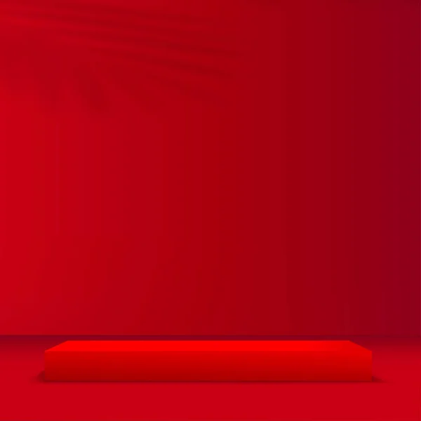 Fondo abstracto con podios geométricos en 3D de color rojo. Ilustración vectorial — Vector de stock