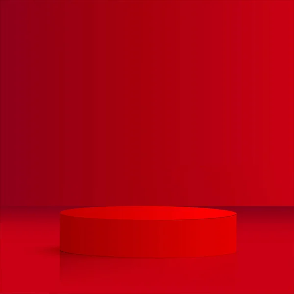赤の幾何学的な3Dの表彰台を持つ抽象的な背景。ベクターイラスト — ストックベクタ
