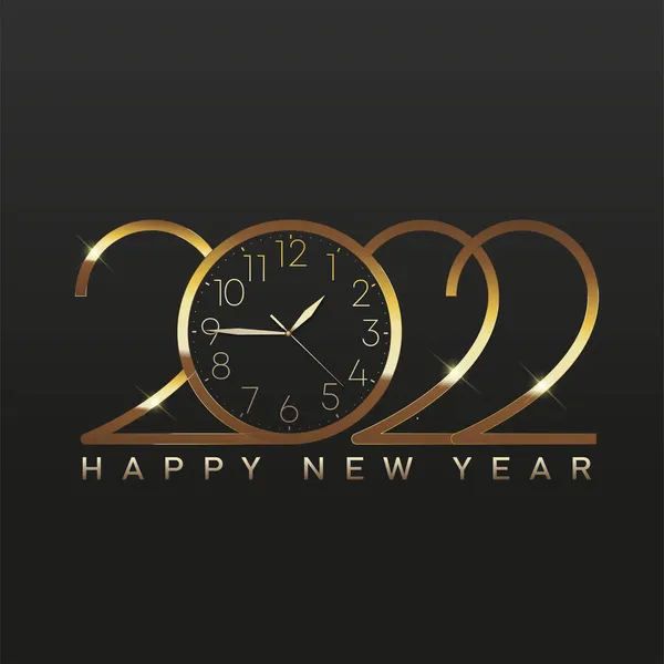 2022 Felice Anno Nuovo biglietto con elegante testo minimalista. Vettore. — Vettoriale Stock