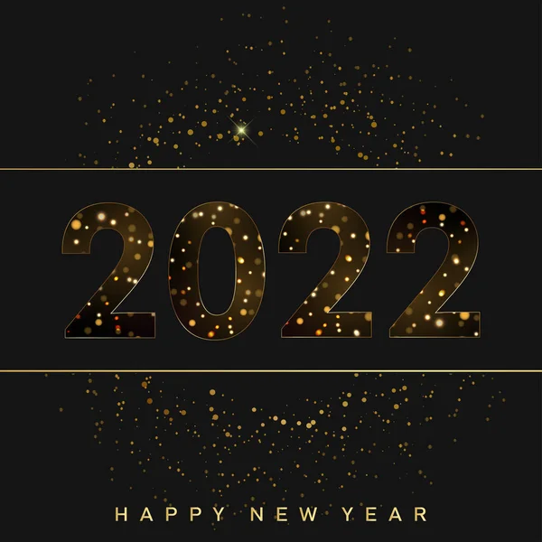 Gelukkig 2022 Nieuwjaar gefeliciteerd met gouden glitter effect. Vector. — Stockvector