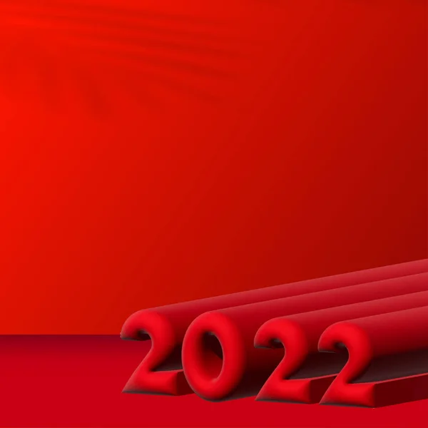 2022 Kalligrafi Med Røde Tall Rød Bakgrunn Vektor – stockvektor