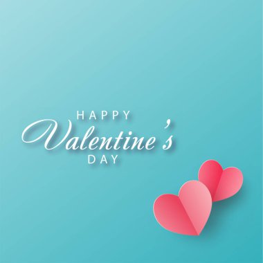 Happy Valentine s Day card with 3d pink hearts. Vector