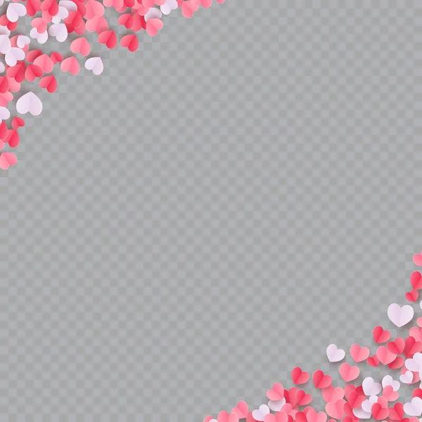 Valentine Day Border Colorful Hearts Transparent Background Vector —  Vetores de Stock