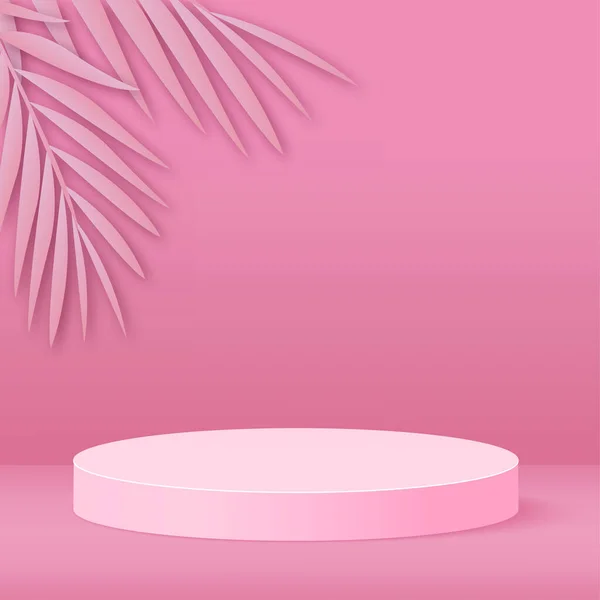 Fundo abstrato com cor rosa pódios 3d geométricos. Ilustração vetorial. — Vetor de Stock