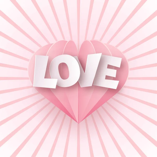 Concept Love Valentine Day Paper Love Text Vector Illustration — Stock Vector