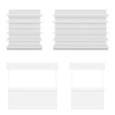 Mock Up sunumu için tanıtım tezgahı seti. vektör