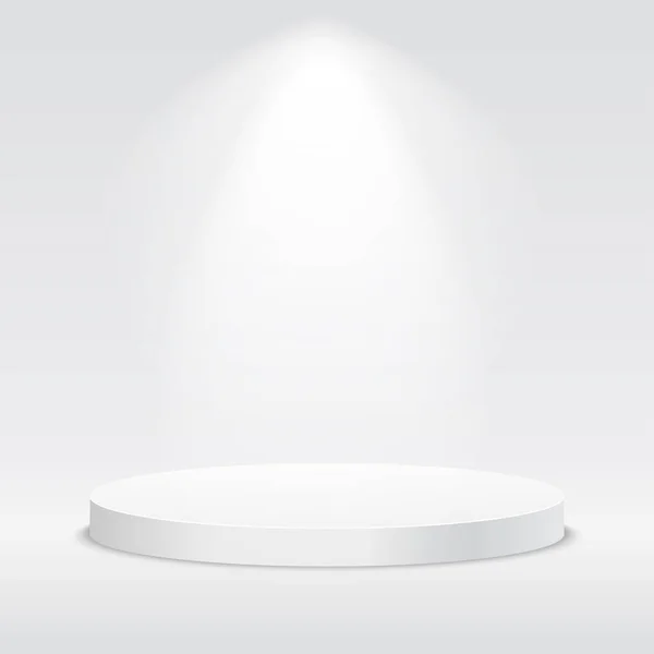 Işıklı Ürün Için Beyaz Yuvarlak Podyum Kaidesi Vektör Illüstrasyonu — Stok Vektör