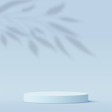 Sunum için mavi kürsülü soyut arkaplan. Vektör illüstrasyonu