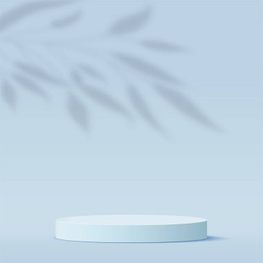 Sunum için mavi kürsülü soyut arkaplan. Vektör illüstrasyonu