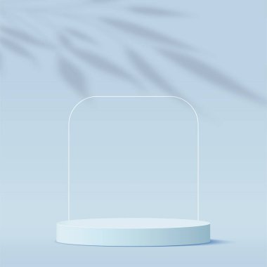 Sunum için mavi kürsülü soyut arkaplan. Vektör illüstrasyonu