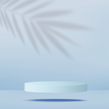 Sunum için mavi kürsülü soyut arkaplan. Vektör illüstrasyonu