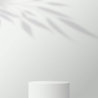 Sunum için beyaz renkli podyumu olan soyut bir arkaplan. Vektör