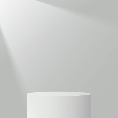 Sunum için beyaz renkli podyumu olan soyut bir arkaplan. Vektör