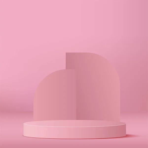 発表のためのピンク色の表彰台と抽象的な背景。ベクトル — ストックベクタ