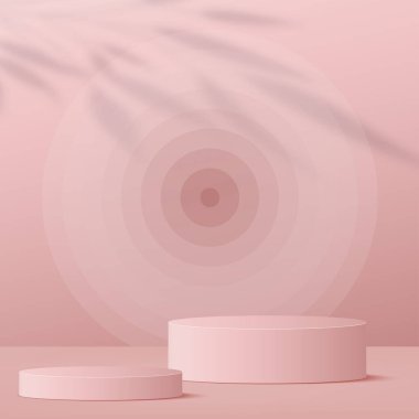 Sunum için krem rengi podyumu olan soyut bir arkaplan. Vektör illüstrasyonu