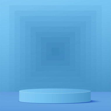 Sunum için mavi kürsülü soyut arkaplan. Vektör illüstrasyonu